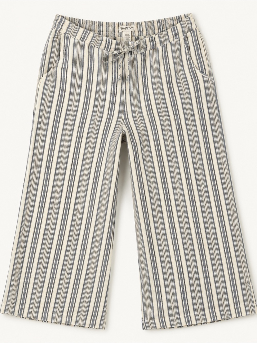 Westport Navy and Cream Striped Pull-On Wide-Leg Pants